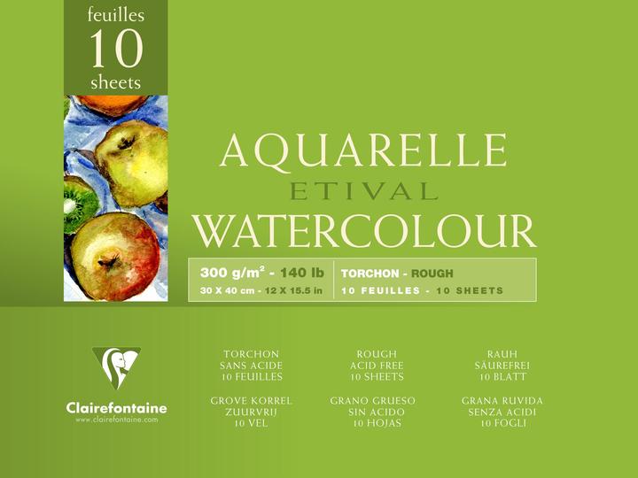 Image du produit Clairefontaine Etival bloc collé 4 côtés 10F 30x40cm 300g grain torchon - Blanc (300 g/m², 1 x)