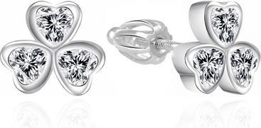 Agato - Glittering Silver Trefoil Earrings AGT-E063SW