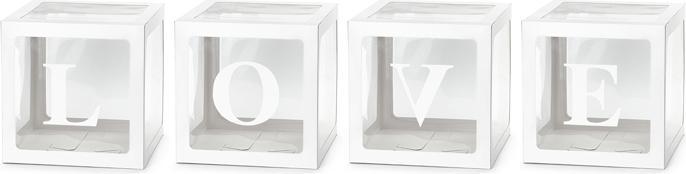 Produktbild Partydeco Balloon boxes LOVE, 30x30 cm, white (1 pkt / 4 pc.)
