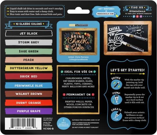 Actual product image VersaChalk - Classic Liquid Chalk Marker Set of 10 with 5mm (White, 5 mm, 10 x)