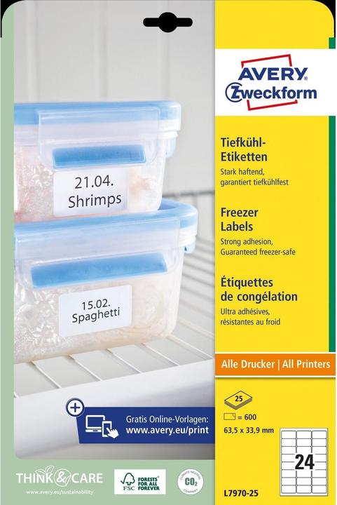 Actual product image Avery Frozen food labels