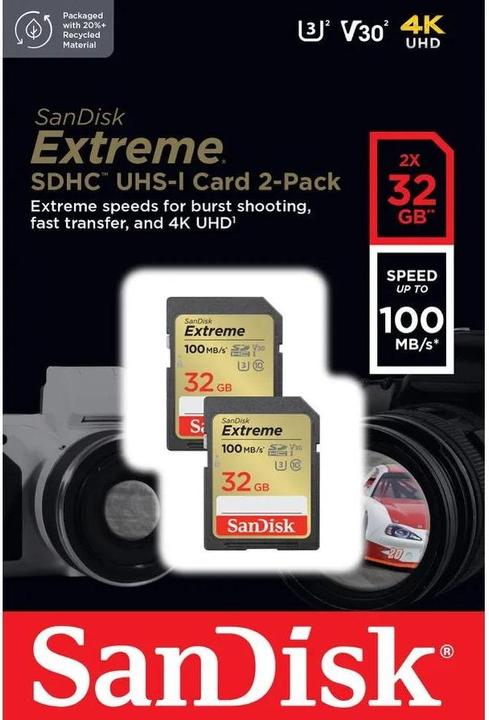 Actual product image SanDisk Extreme (32 GB, SDHC, U3, UHS-I)
