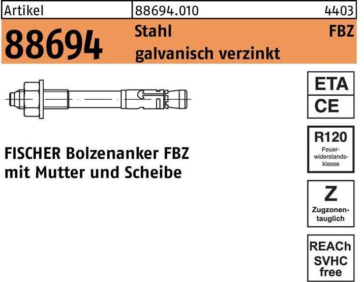 Immagine prodotto Fischer Bullone di ancoraggio FBZ 10/20 (25 pz.)