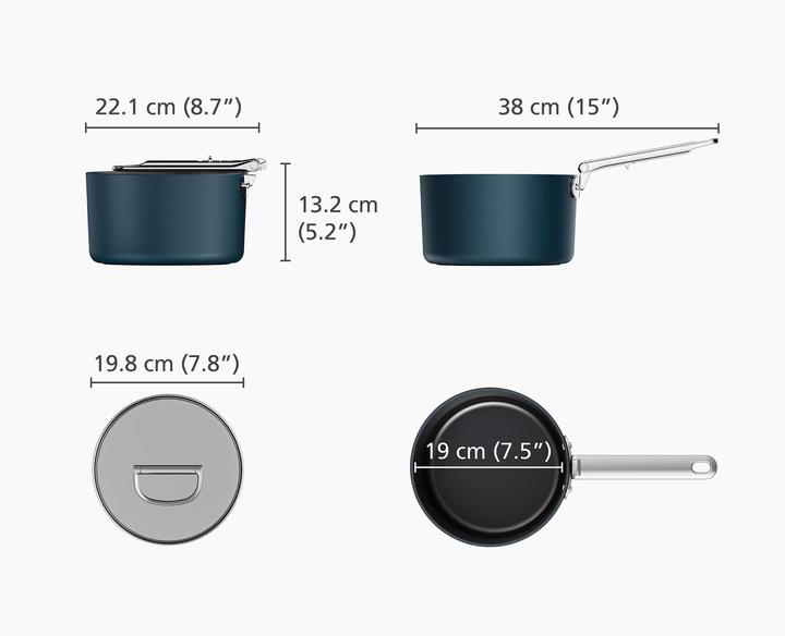 Actual product image Joseph Joseph Space saucepan retractable handle with lid D19cm (19 cm, Saucepan, Aluminium)