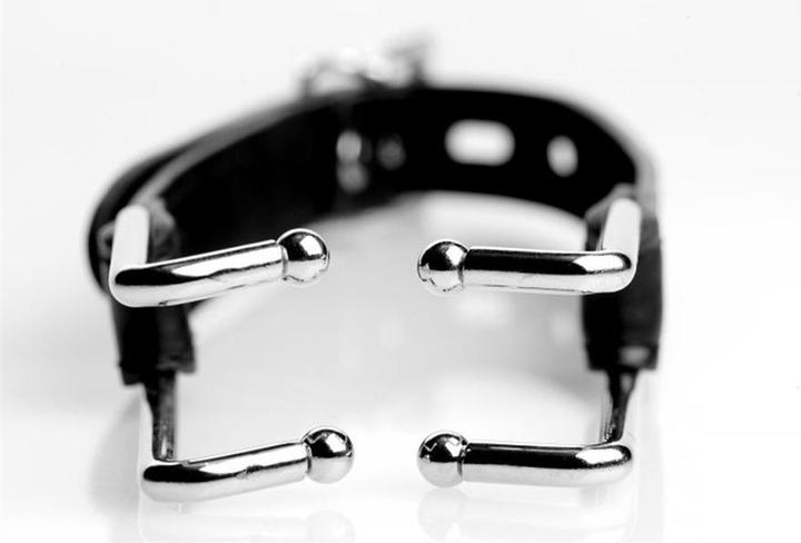Actual product image XR Brands Metalen Mondspreider Met Kunstleren Band
