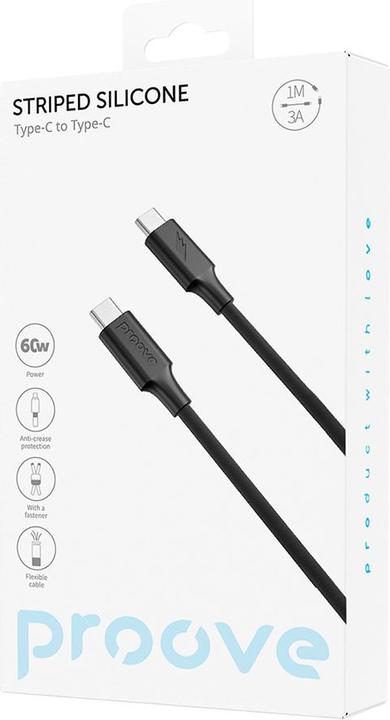 Immagine prodotto Proove cable Striped Silicone Type-C to Type-C 60W (1m) black (60 W)