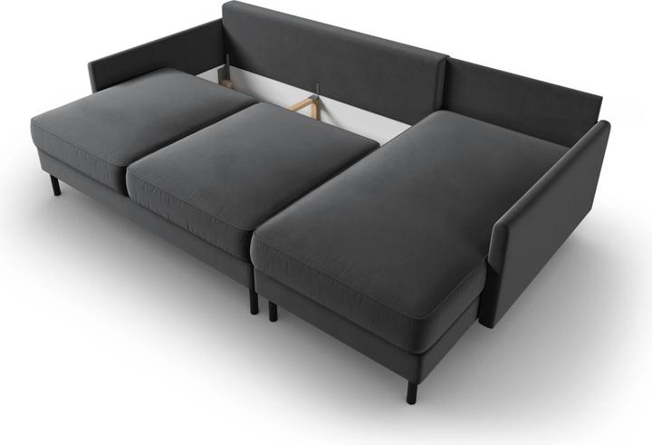 Actual product image Micadoni Velvet Right Corner Sofa With Bed Function And Box, "Scott", 5 Seats, 212x142x87Made in Europe (Corner sofa)