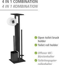Produktbild Wenko Stand WC-Garnitur Mod. Debar mit Ablage Schwarz aus rostfreiem Edelstahl