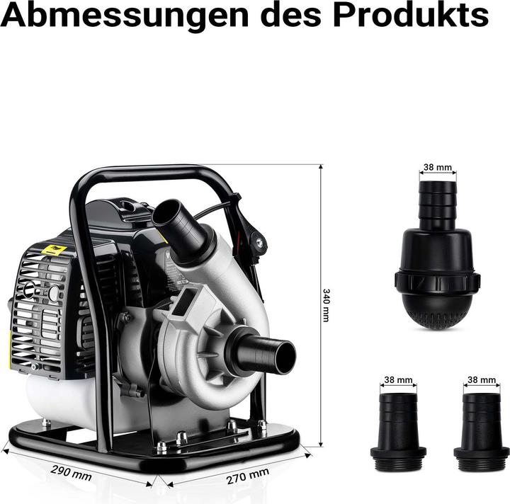 Produktbild Wiltec Benzin Wasserpumpe 1,4kW 24m³/h Gartenpumpe Garten Pumpe Motorpumpe (Gartenpumpe)