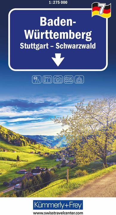 Produktbild Kümmerly+Frey Regional-Strassenkarte 7 Baden Württemberg 1:275.000