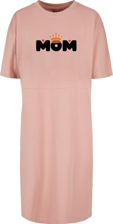 Merchcode Ladies Mothers Day - Queen Mom Organic Oversized Slit Tee Dress - 117783 (S)