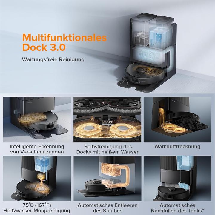 Produktbild Roborock Qrevo Edge S5A Saugroboter mit Wischfunktion,Dual Anti-Tangle-System,17kPa,FlexiArm,Schwarz (Saugroboter)