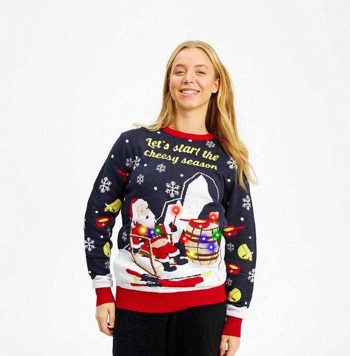 Actual product image Christmas Sweats Let's start the cheesy season Swiss Edition LED Sweater (S)