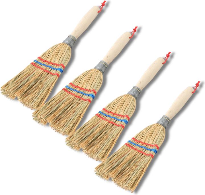 Image du produit Novatool 4X Kleiner Besen Reisigbesen mit Stiel kurz 28cm Strohbesen Kinder Hexenbesen klein Garden (1 pcs)