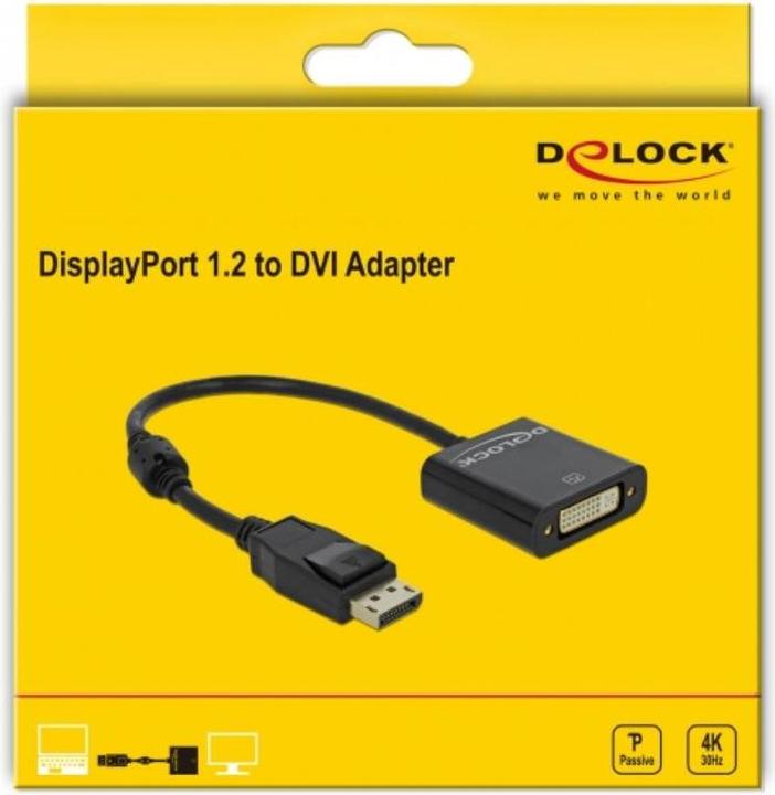 Actual product image Delock Monitor adapter DP to DVI, passive, 4K support (DVI, 20 cm)