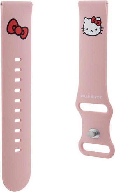 Productafbeelding Hello Kitty Pasek Uniwersalny HKUWLSCHBLP Siliconen Kitty Hoofd różowy/roze band 22mm (22 mm, Silicone, Roestvrij staal)
