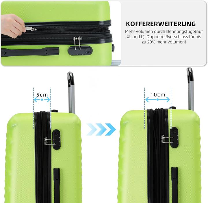 Actual product image Beibye 3-teiliges Kofferset (115 l, Hand luggage (up to 50 litres), M (50 - 90l), L (90 - 115l))