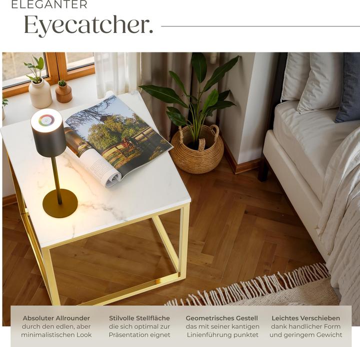 Produktbild tectake Marmor-Beistelltisch Alysia, quadratisch (45 x 45 x 47.5 cm)