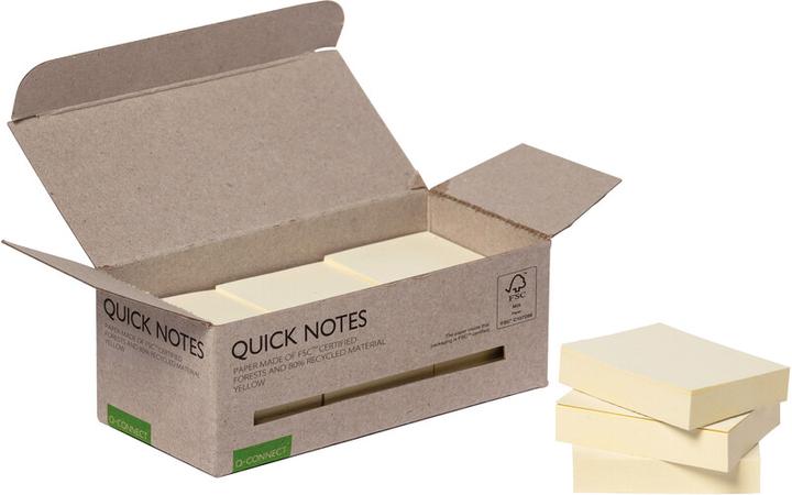 Q-Connect Sticky notes Quick Notes Recycling Tower, yellow (51 x 38 mm)