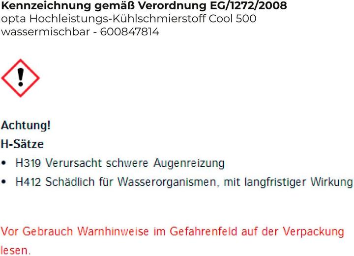 Produktbild Meopta Kühlschmierstoff Cool 500/HE500 wassermischbar OPTA (5000 ml)