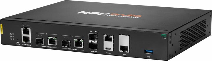 Actual product image Aruba HPE Networking 9106 2x SFP+ 2x Combo 2x PoE Hybrid Gateway UK en