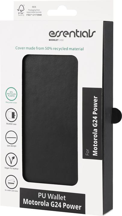 Actual product image Essentials Motorola Moto G24 Power PU wallet, 3 cards, black