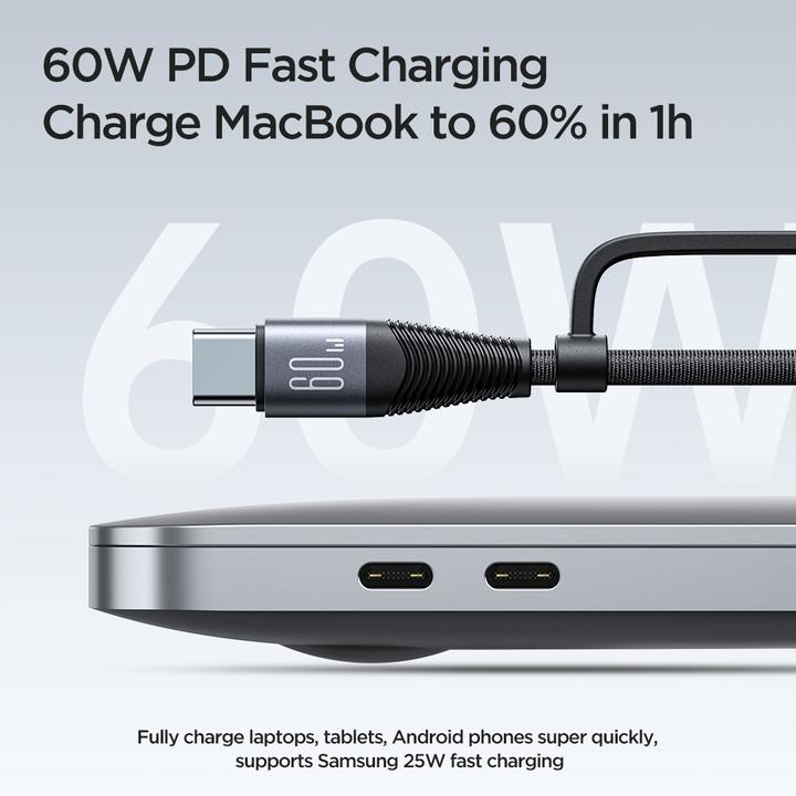 Produktbild Joyroom Cable SA37-2T2 4in1 2C 1L 1A, 60W, 1.2m black (1.20 m, USB 3.0, 60 W)