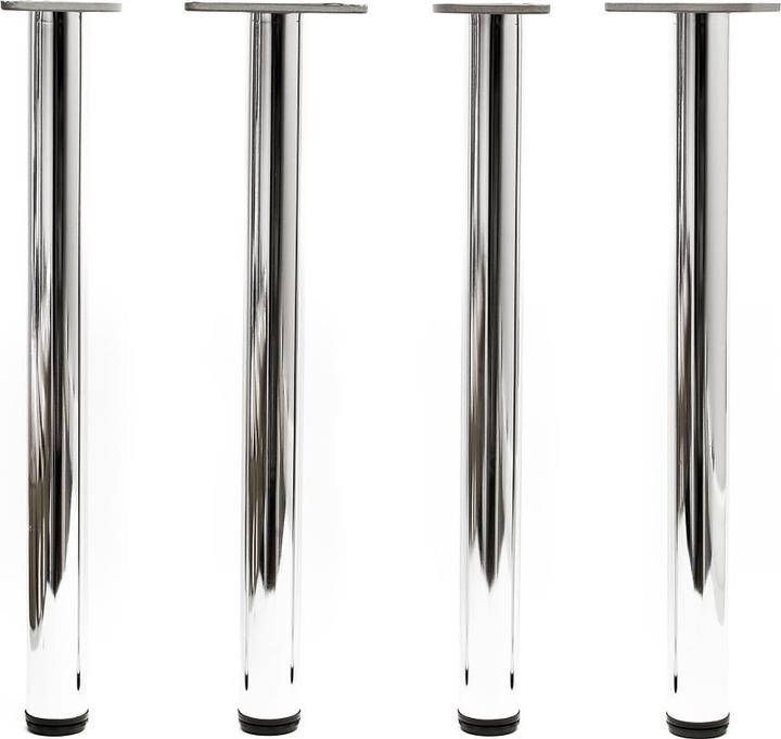 Image du produit Wiltec Pied de table Acier inoxydable Lot de 4 pieds Chromé Support de table Réglable 870mm Ø60mm
