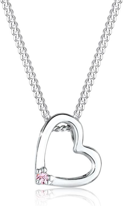 Elli mit Herz-Anhänger und Rosa Kristall (Sterling Silber, 45 cm)