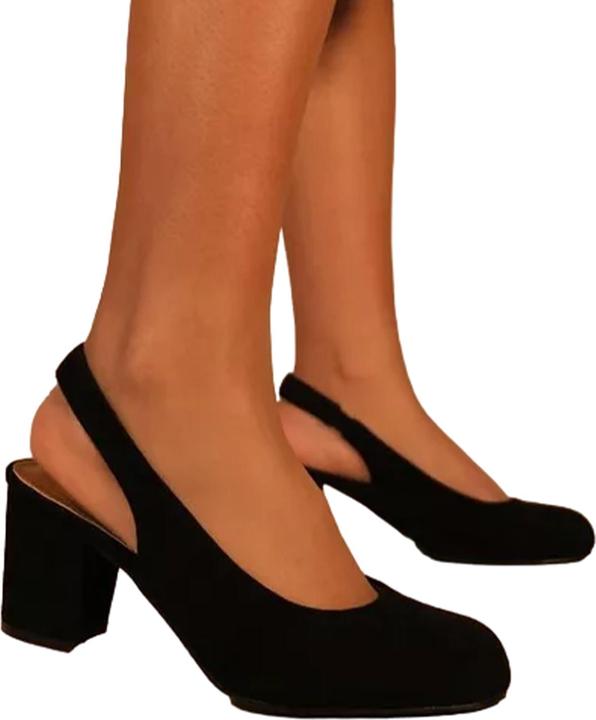 Actual product image Where's That From Womens/Ladies Edith PU Sling Back Extra Wide Block Heel Shoes (39)