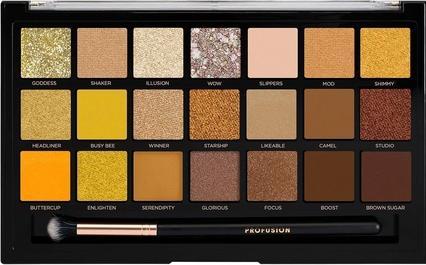 Actual product image Profusion Eyeshadow Palette palette 21 eye shadows with Gold Rush brush (Gold Rush)