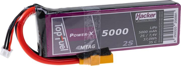 Image du produit Hacker Accu LiPo TopFuel 5000mAh 7.4V 2S 35C MTAG (7.40 V, 5000 mAh)