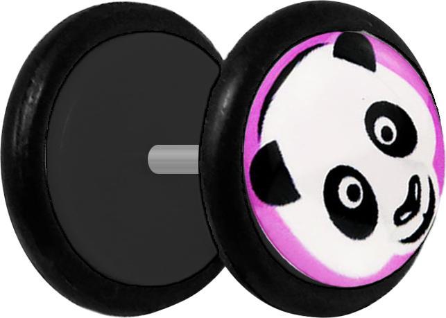 Star Piercing Fake Plug mit Panda (Acryl, ohne Messing)