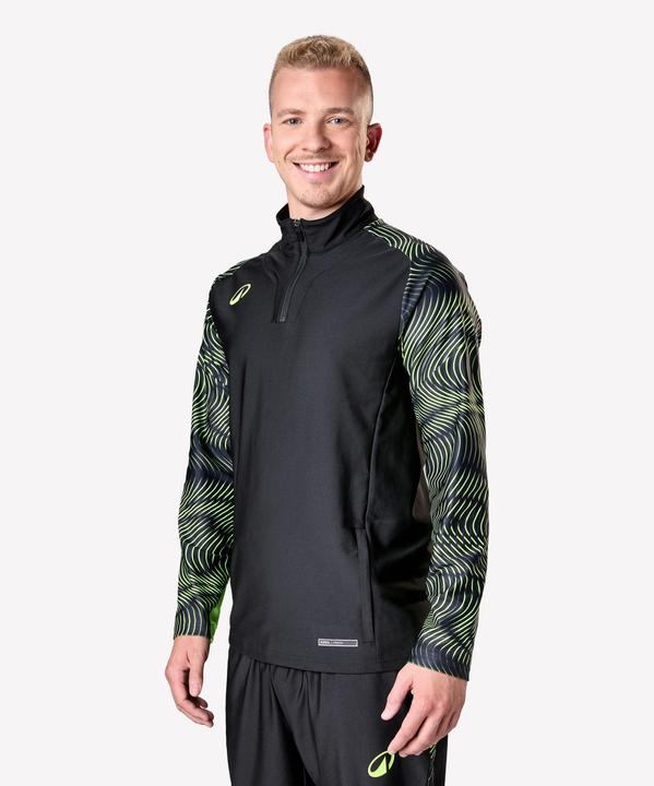 Image du produit Kipsta Sweat De Football Adulte 1/2 Zip Viralto Wave Noir, Jaune Fluo (S)