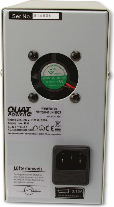 Actual product image QuatPower LN-3003 power supply unit, 0...30V 0...3A, LCD, coarse/fine regulator