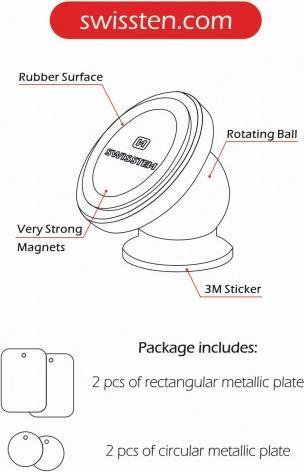 Immagine prodotto Swissten Supporto magnetico per auto S-GRIP Cruscotto M2