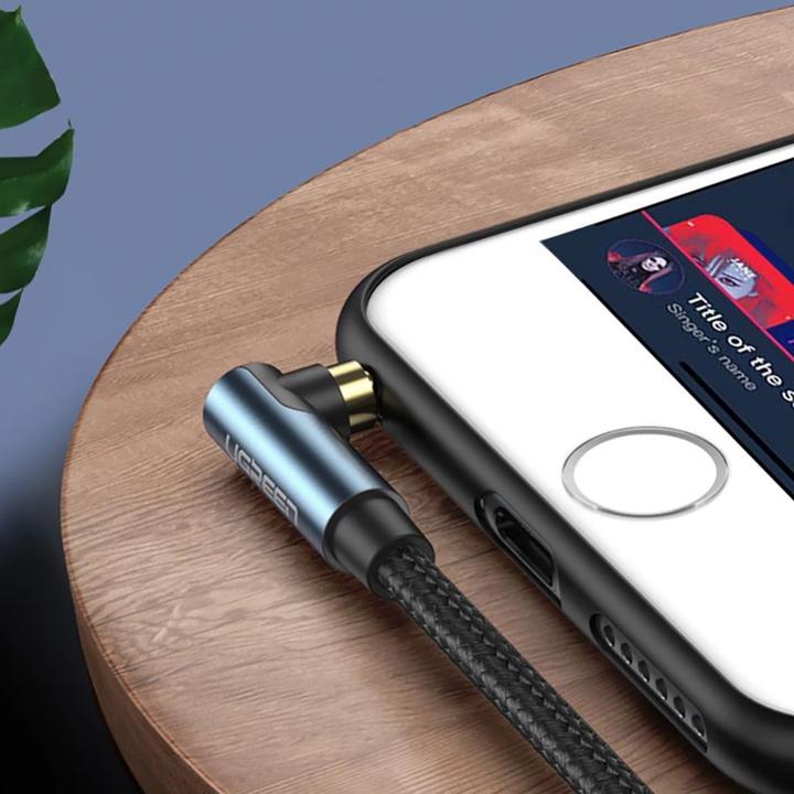 Actual product image Ugreen angled AUX cable 2 x mini jack 3.5mm 1.5m blue (AV112) (1.50 m)