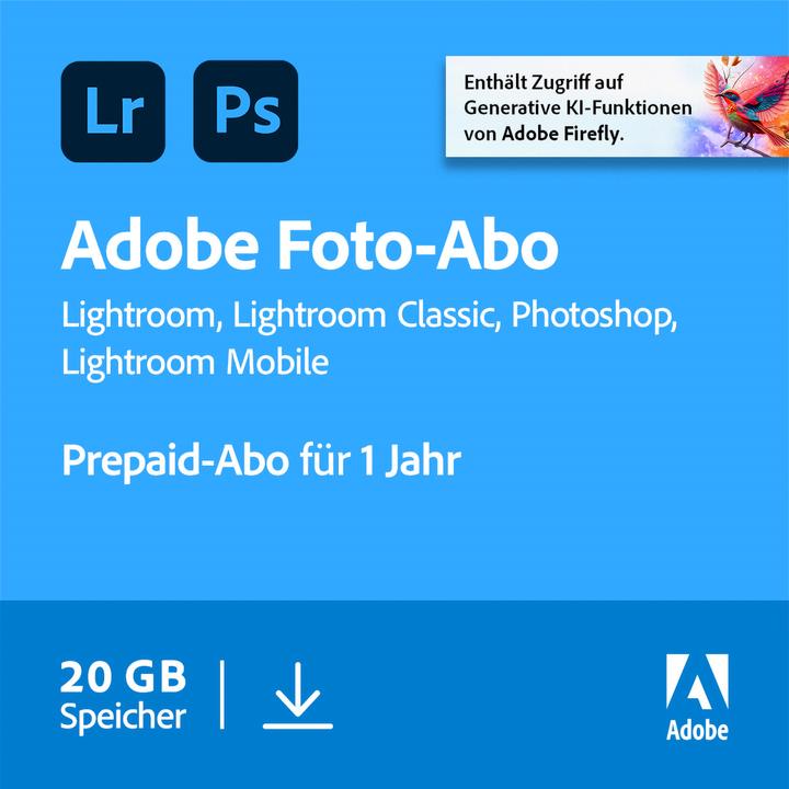 Adobe Creative Cloud Photography Plan 20GB (1 User, 1 Geräte/User, 12 Monate)