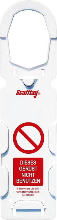 Actual product image Brady Scafftag®, SCAF-DE-STH-A, Scafftag MK 1 holder, nylon, red on white, 357 x 91 mm, labelling: Die