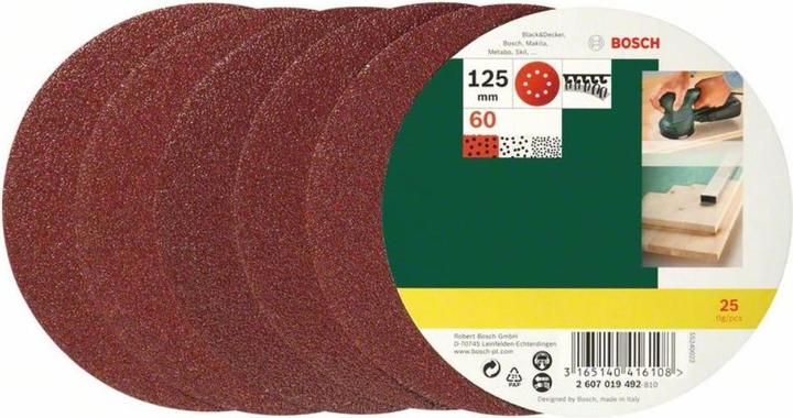 Bosch Zubehör Schleifblatt-Set für Exzenterschleifer, 25-teilig, 8 Löcher, 125 mm, 60 (60)