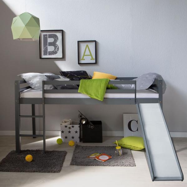 Produktbild Homestyle4u Hochbett Spielbett mit Leiter und Rutsche (90 x 200 cm)