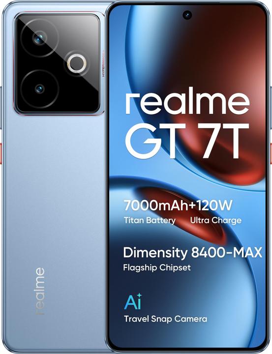 Produktbild realme GT 7T 5G Dual Sim 12GB RAM 512GB - Blue (256 GB, IceSense Blue, 6.80", Dual SIM, 50 Mpx, 5G)