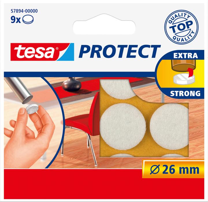 tesa Felt glides white 9 pcs. Ø 26mm (Felt gliders, 9 Piece)