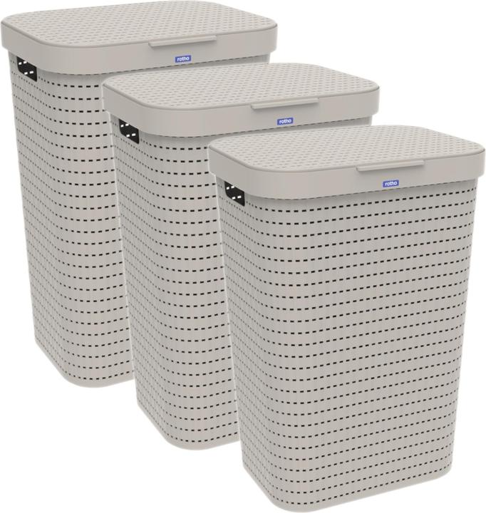 Rotho 3er Set Wäschesammler 55 l COUNTRY (55 l)