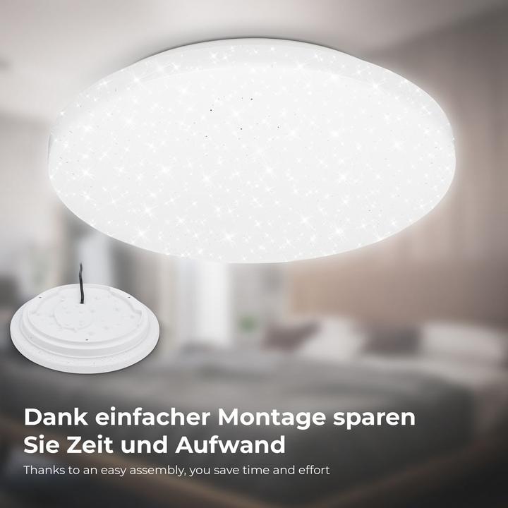 Produktbild B.K.Licht LED-Deckenleuchte, Sternenhimmel weiss, IP44 (1300 lm)