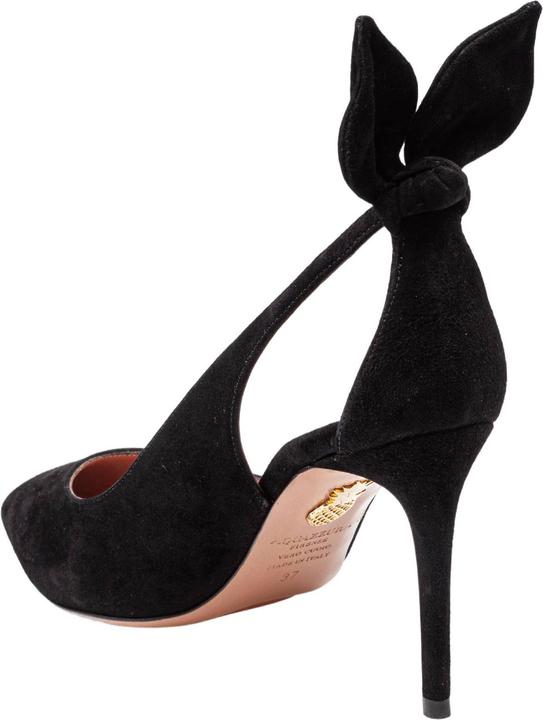 Actual product image Aquazzura bow tie pump 85 in black suede (39)
