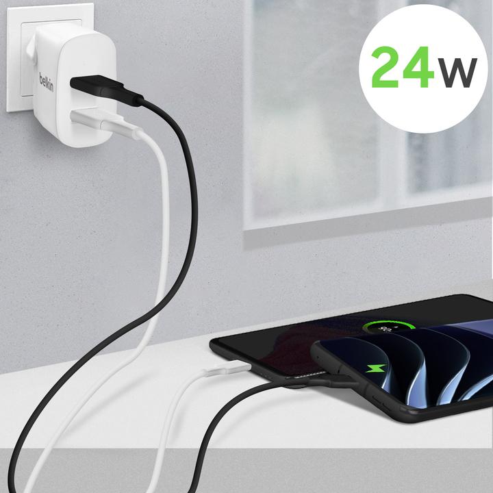 Actual product image Belkin Dual USB-A Ladegerät, 24W incl. USB-C Kabel 1 (12 W)