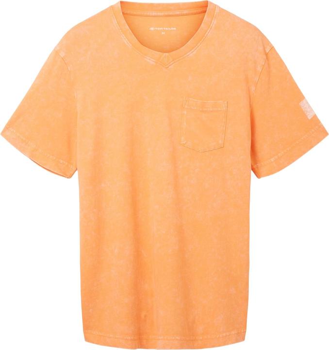 Tom Tailor T-Shirt Kurzarmshirt mit V-Ausschnitt, ausgewaschener Optik und Brusttasche