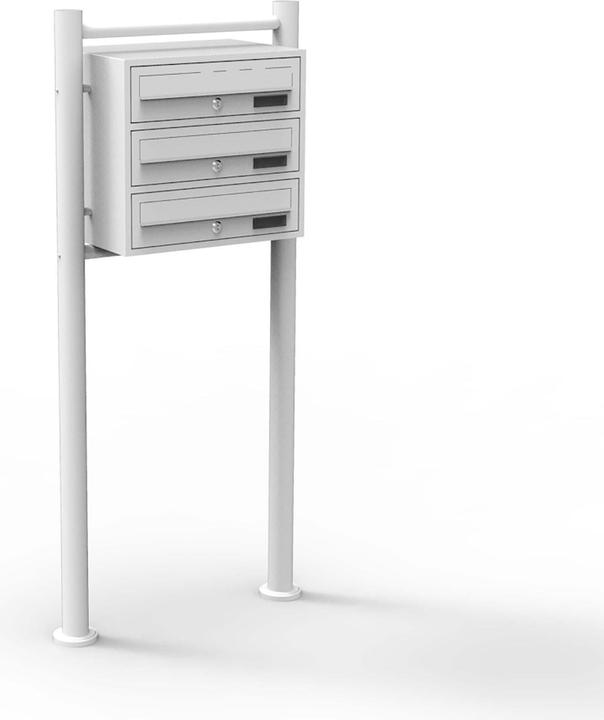 Produktbild Wiltec 3er Briefkastenanlage weiss 513x270x1150mm Standbriefkasten Briefkasten