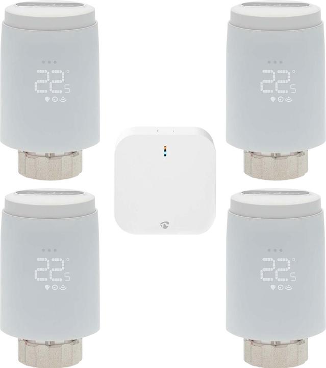 Image du produit Nedis 4er-Set Smartes Heizkörperthermostat inkl. Zigbee-Gateway
